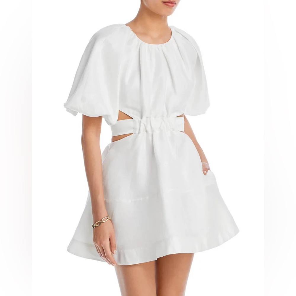 Aje psychedelia cut out linen-silk mini dress. US size 4